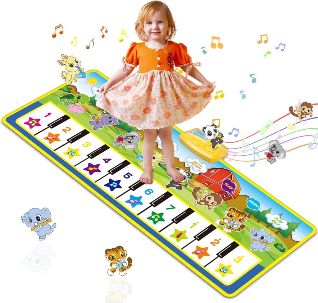 m zimoon Kids Piano Mat, 39.5" X 14" Piano Dance Mat, Kids Music Mat 8 Instrument Sounds Touch Play Mats Floor Keyboard Musical Carpet Mat Gift Toys.
