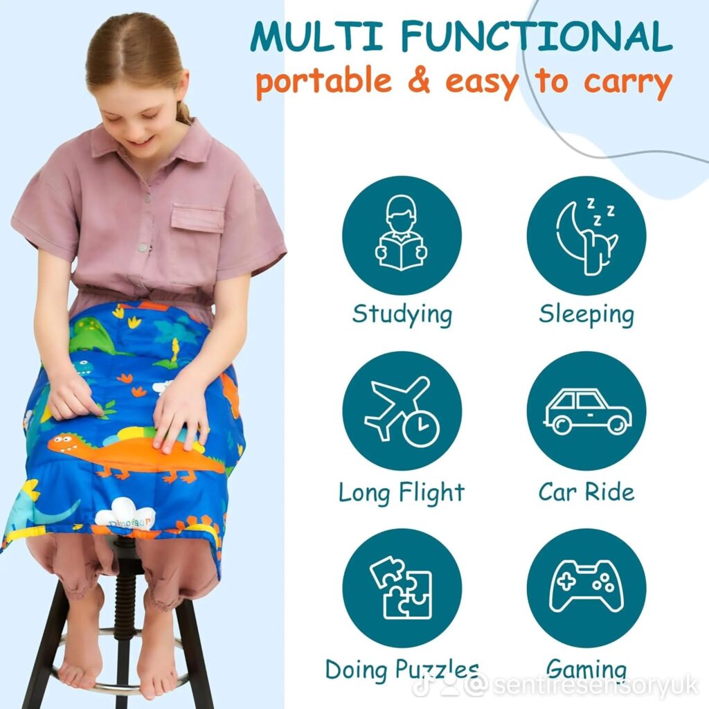 Sentire-Sensory UK - Weighted Lap Pad 3LB (1.4kg) – 58 x 63cm LARGE Size for Older Primary Children (Ages 5–10) – Sensory Lap Blanket for Calm Focus, SEN...