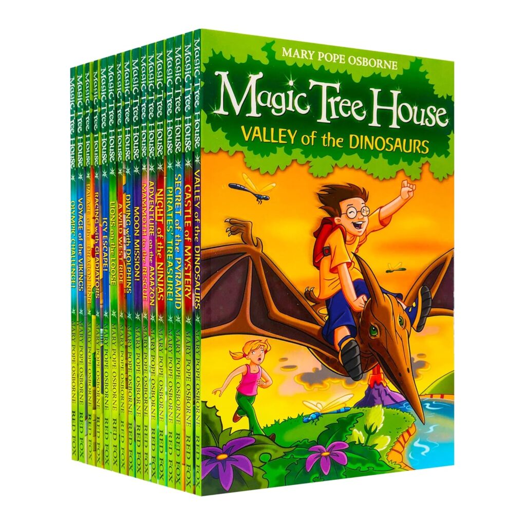 Mary Pope Osborne Magic Tree House Collection 16 Books Set (Moon Mission!, Icy Escape!, Olympic Challenge!, Castle of Mystery, Night of the Ninjas, Racing...