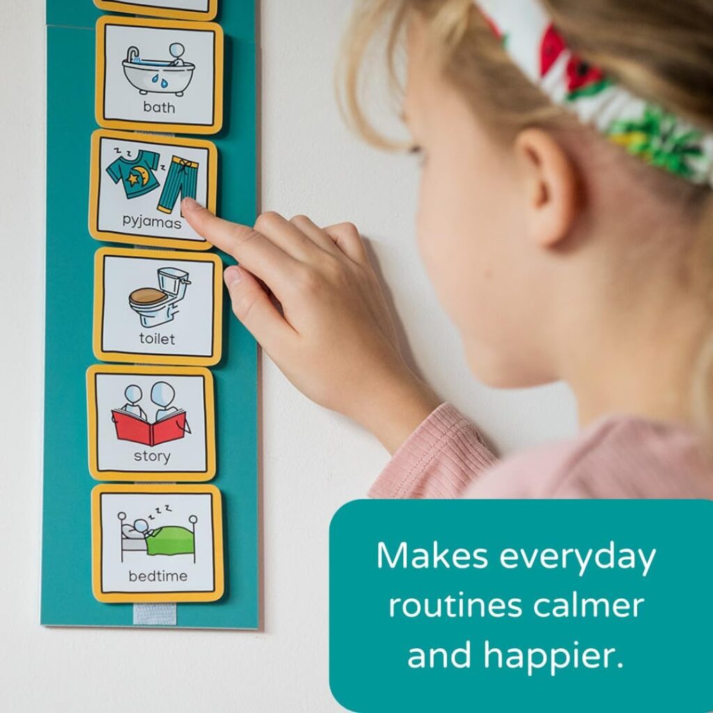 Visual Timetable Children's Routine Chart with 35 communication cards to support transition for autism, adhd, down's syndrome, speech and language...