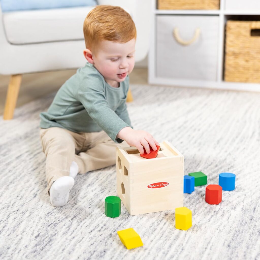 Melissa & Doug Shape Sorting Cube Classic Wooden Kids Toy - The Original (Sturdy Wooden Construction, 12 Pieces, Great Gift for Girls and Boys - Best..