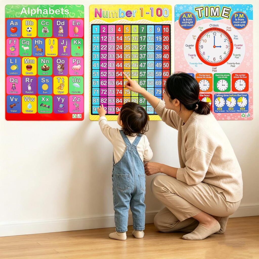 Grandisk 15 Pack Alphabet Poster Educational Poster Laminated Wall Chart For Students Learning Art Preschool Alphabet