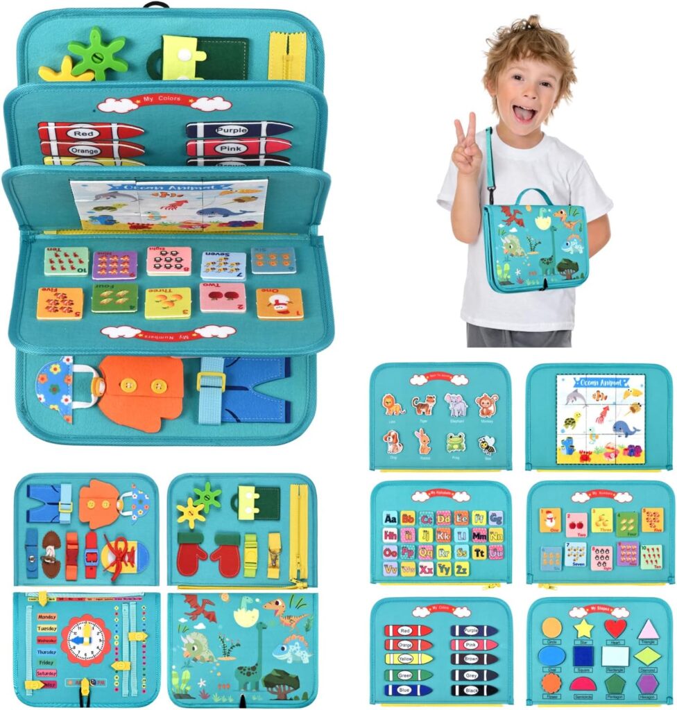 Busy Board Montessori Toys For 3 4 5 6 7 8 Year Old Girls Boys Sensory Toys For Toddlers Preschool Educational Learning Toys Activity Board For Fine...