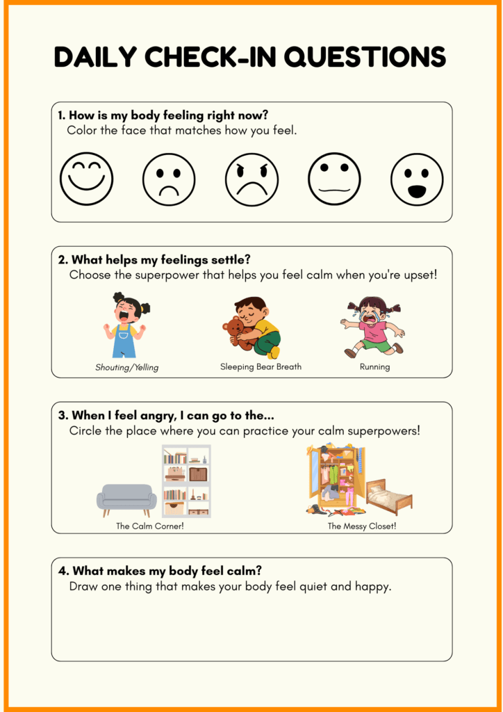 Feeling check list for your child