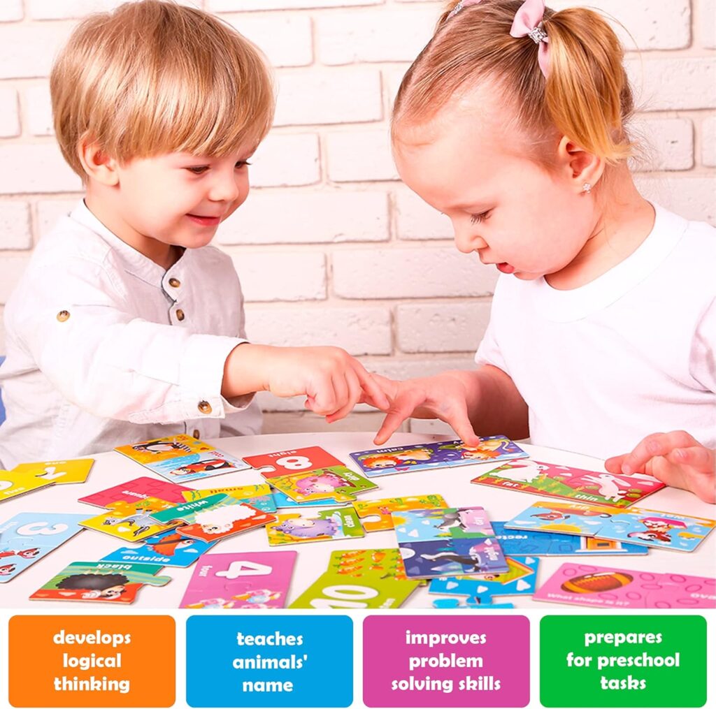 QUOKKA Toddler Puzzles For 1 2 Year Olds - 5 SET Puzzle Matching Games - Educational Jigsaw Toy for 2-3 Year Old - Numbers Animals Opposites ABC Learning...
