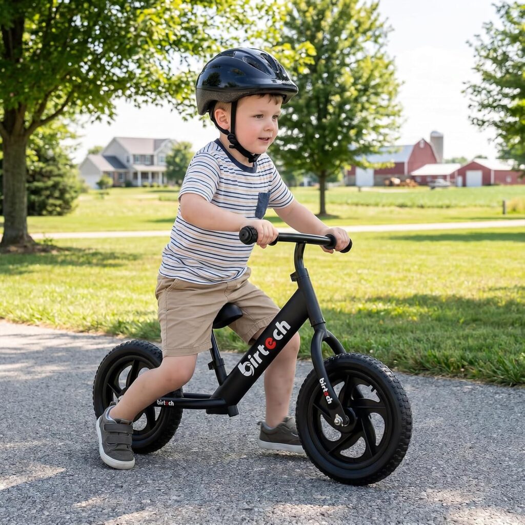 Birtech Balance Bike for Kids Toddlers 12 inch No Pedal Training Bicycle Lightweight Carbon Steel Frame with Adjustable Handlebar/Seat for 2-5 Years Old