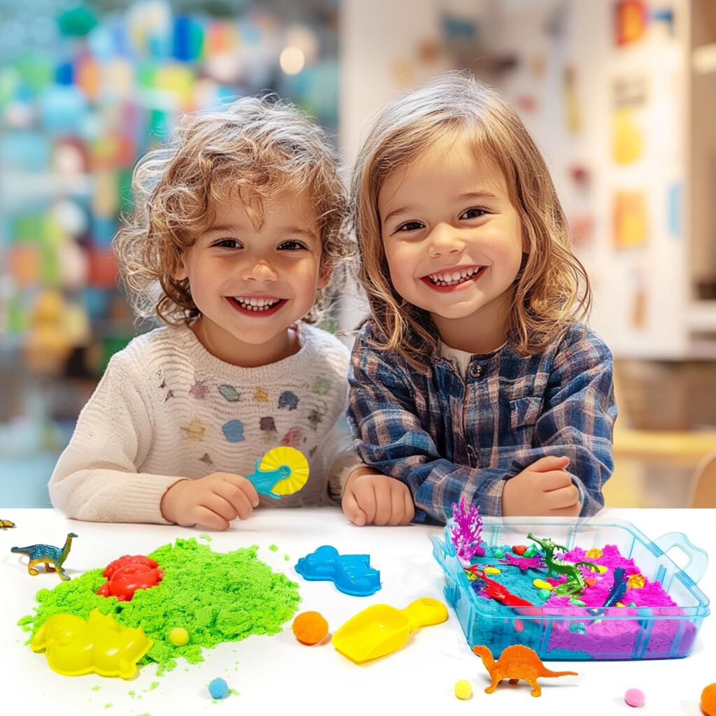 Dino & Ocean Sensory Bin, Dino & Ocean Sensory Toys with Play Sand for Toddlers Boys and Girls,Kids Toys
