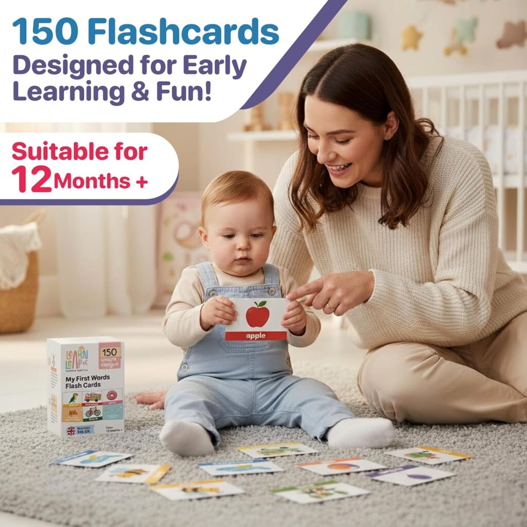 Learn Leap First Words Flash Cards For Toddlers Ages 1 2 3 – 150 Unique Flash Cards for Toddler Baby –Durable Flashcards Card